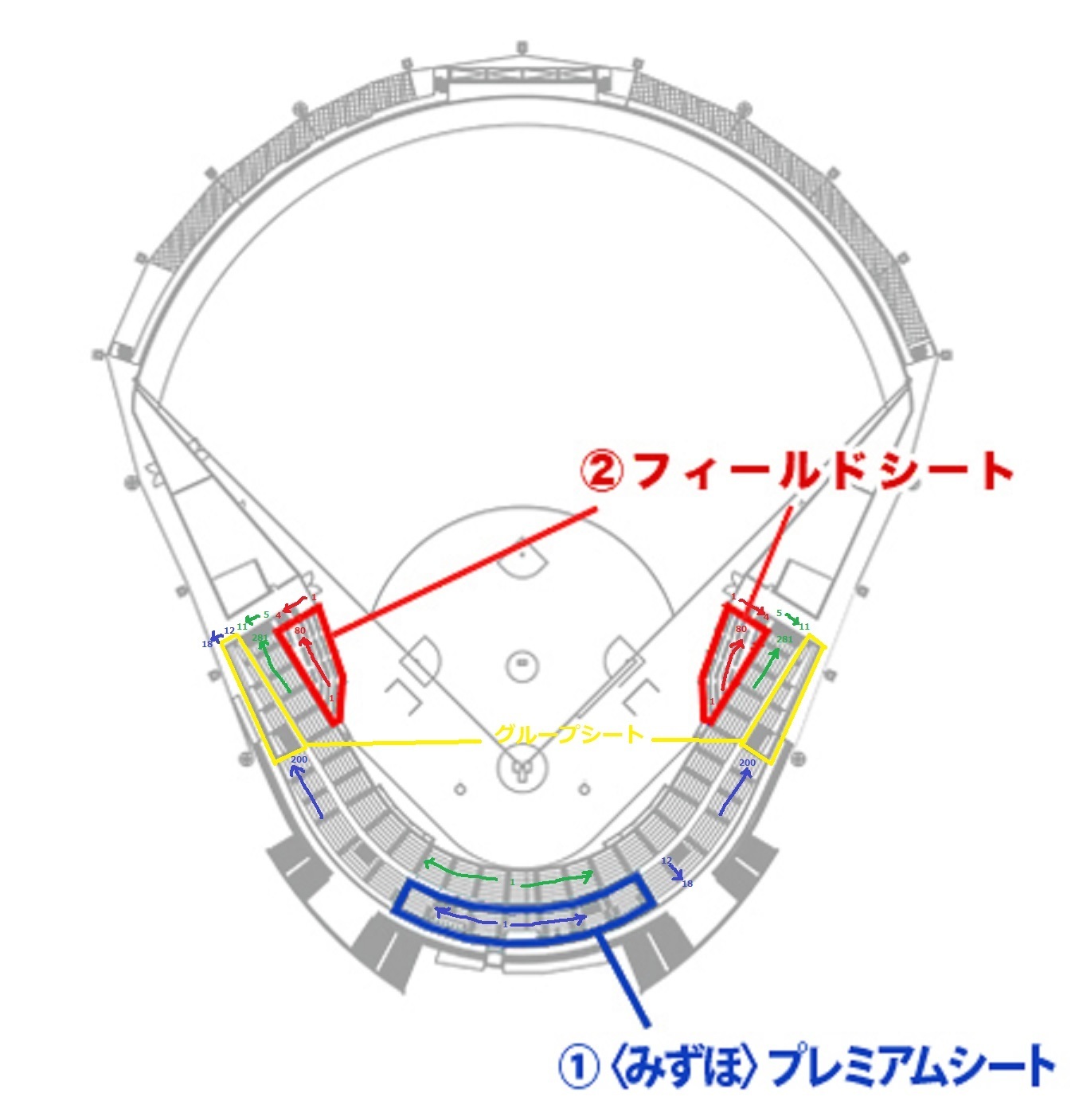 座席表予想図 タマホームスタジアム筑後 タマスタちくご 座席表予想図 アリーナ