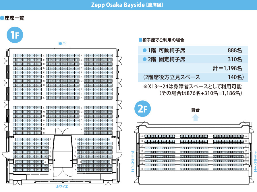座席表予想図 Zepp Osaka Bayside ゼップ大阪ベイサイド 座席表予想図 アリーナ