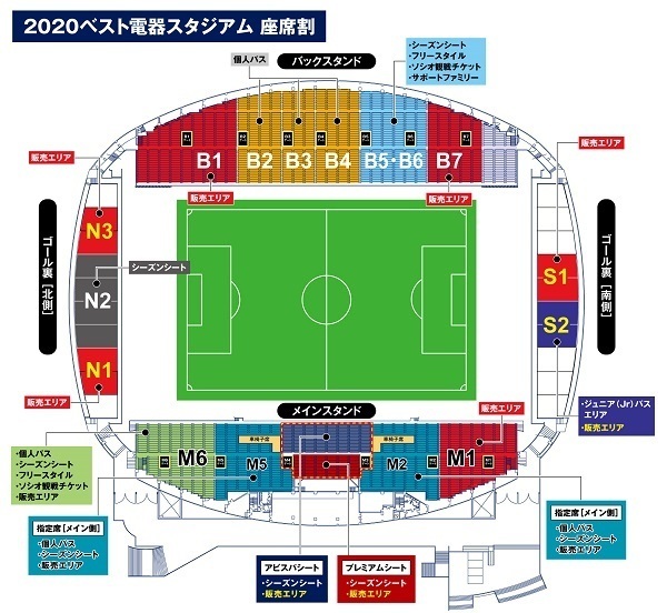 座席表予想図 ベスト電器スタジアム レベルファイブスタジアム 座席表予想図 アリーナ